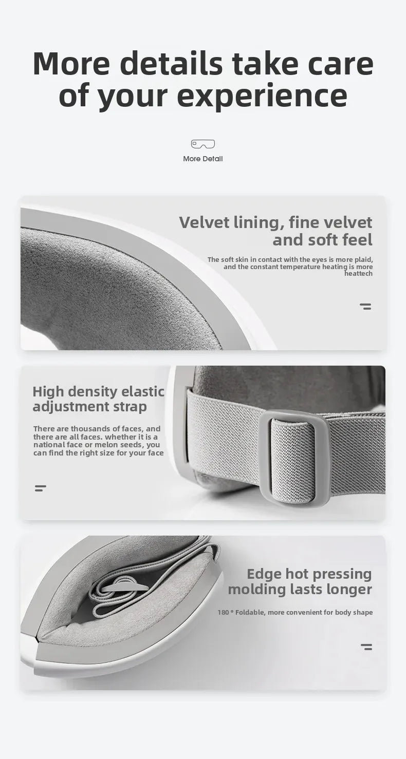 Foldable Eye Massager with Heating/Cooling Modes - Vibrating for Dry Eye Relief & Relaxation (Portable Design)