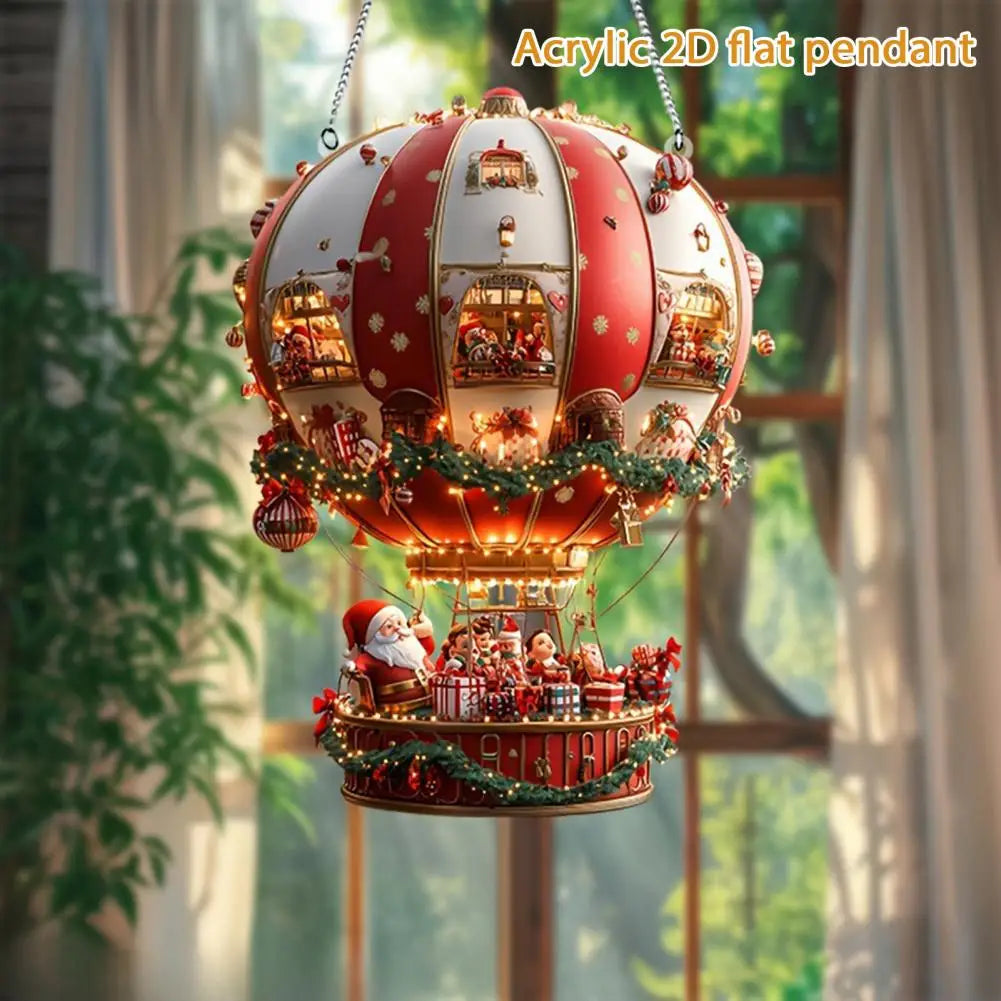 Long-lasting Christmas Decor Festive Christmas Hot Air Balloon Ornaments for Trees Windows Santa 2d Acrylic Xmas Tree for Doors