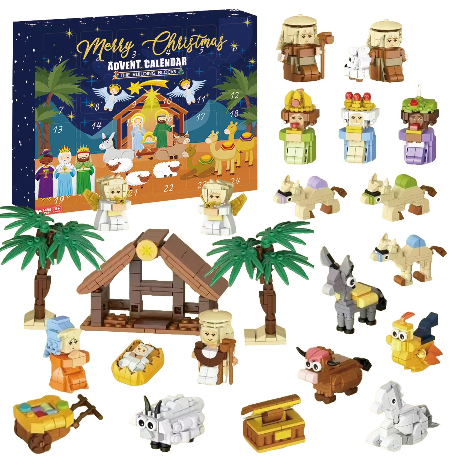 Christmas Advent Calendar Gift Box DIY Christmas Train Jesus Bricks Toys 24Days Countdown Calendar Box Surprise Christmas Gift