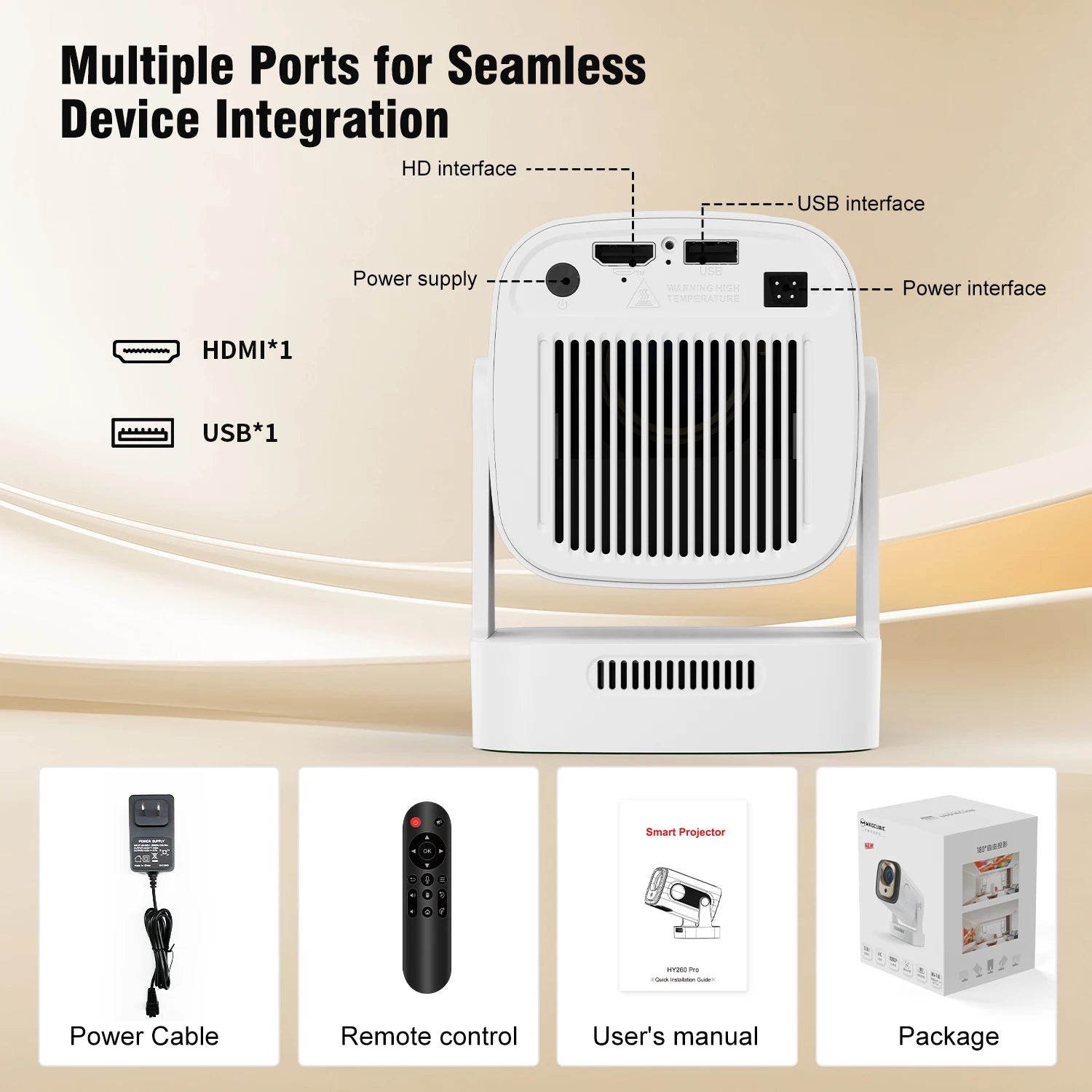 Magcubic HY310 Mini Projector Auto Focus 4K Native 1080P 330ANSI Android11 5W Speaker Air Mouse Voice Assistant Upgrated HY300