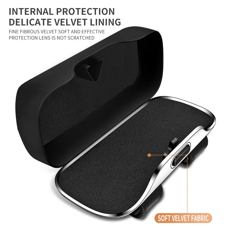 Press Switch Car Glasses Box Sun Visor Glasses Holder Internal Soft Fabric Scratch Resistant Shock-proof Eyeglasses Storage Case