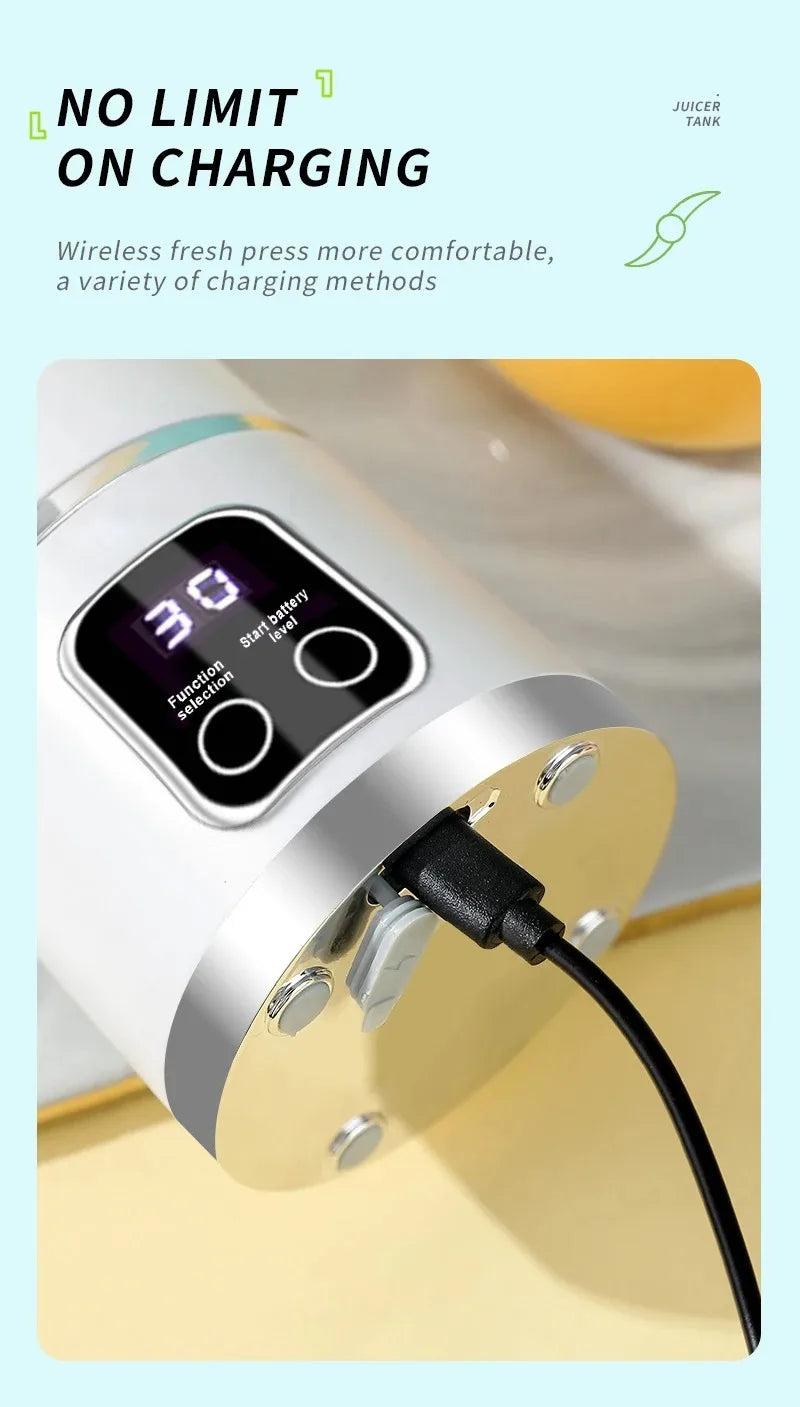 2025 New Household Charging MINI Crushed Ice Electric Juicer Powerful Motor 450ML Large Capacity Digital Display Juice Cup