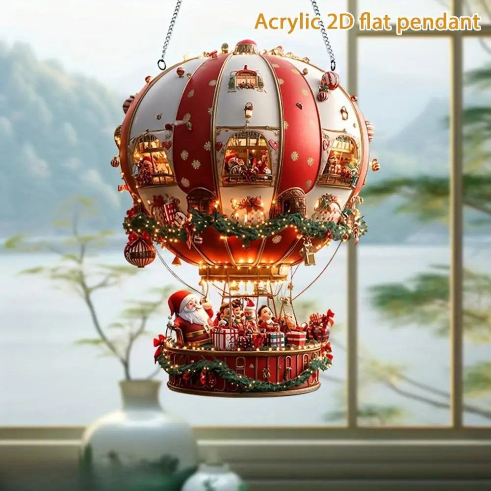 Long-lasting Christmas Decor Festive Christmas Hot Air Balloon Ornaments for Trees Windows Santa 2d Acrylic Xmas Tree for Doors
