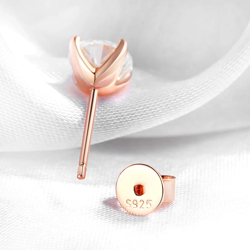 Smyoue 0.2-3CT Rose Gold Color Moissanite Stud Earrings for Women Sparkling Classic Wedding Lab Diamond Earring Pure 925 Silver