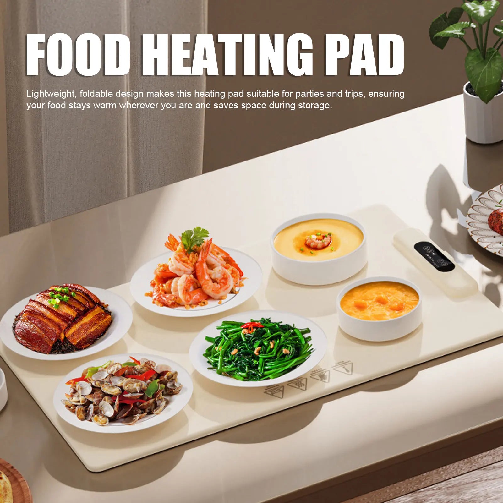 Multifunctional 3 Temperature Electric Food Heating Mat Silicone Warming Pad Cream White Kitchen Essential