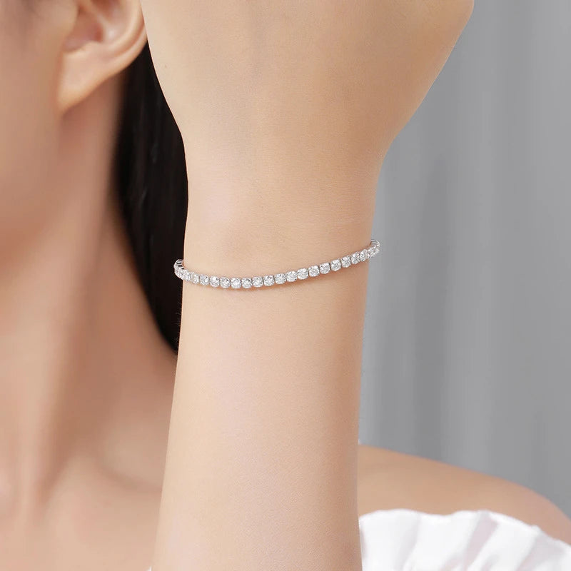 TBCYD 3mm 3.5cttw Moissanite Adjustable Bracelet For Women 925 Sterling Silver Hand Chain Valentine's Day Gift Luxury Jewelry