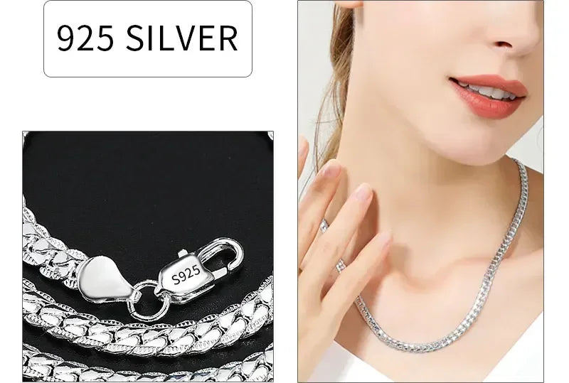 18K Gold color Silver Color 6mm Full Sideways Necklace 8/18/20/24 Inch Chain For Woman Men Fashion Wedding Engagement Jewelry