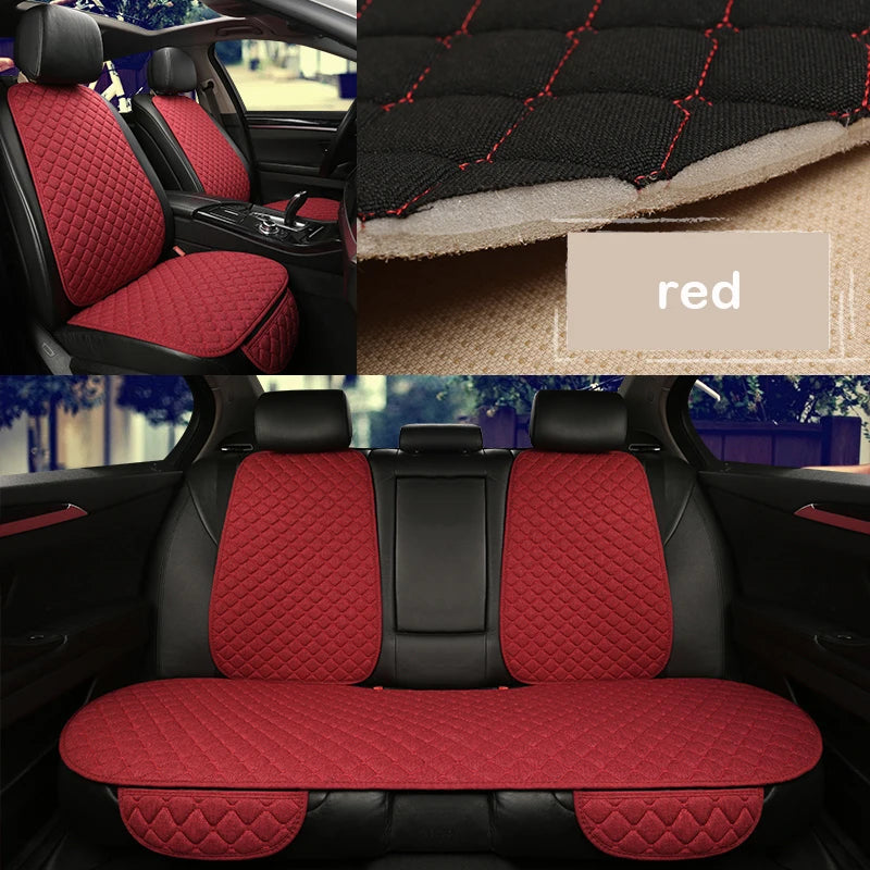 Universal Car Seat Cover Protector Linen Front Rear Back Flax Summer Cushion Pad Mat Sedan Suv Pick-up Car Interior Accessories