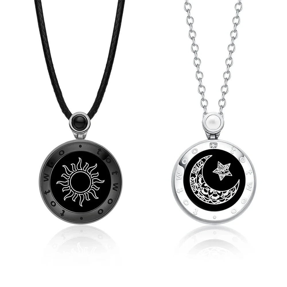 Long Distance touch Light up&Vibrate Bracelets for Couples, Long Distance Relationship Gifts Smart Sun&Moon Love Bracelet