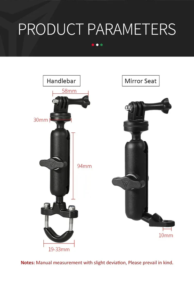 For Hero8/7/6/5/4/3+ Action Cameras Accessory 360 Rotating Motorcycle Bike Camera Holder Handlebar Mirror Mount Bracket