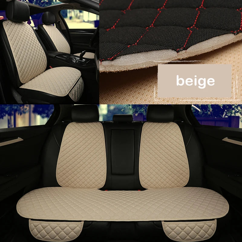 Universal Car Seat Cover Protector Linen Front Rear Back Flax Summer Cushion Pad Mat Sedan Suv Pick-up Car Interior Accessories