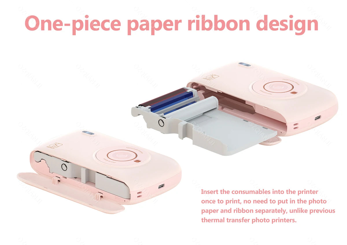 Portable Color Photo Printer Mini Pocket 300dpi Bluetooth for DIY Share Photo Picture Work Home CP2100 Machine 2x3 inch Papers