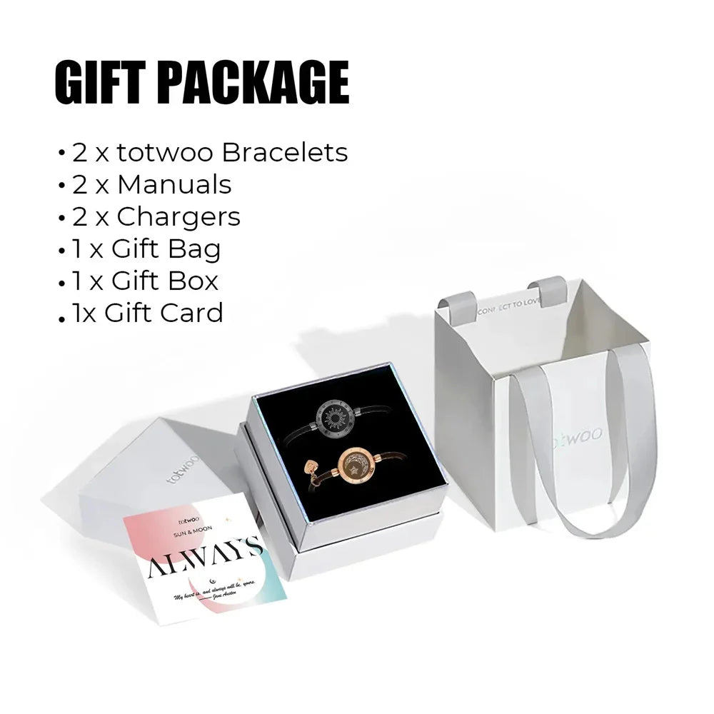 Long Distance touch Light up&Vibrate Bracelets for Couples, Long Distance Relationship Gifts Smart Sun&Moon Love Bracelet