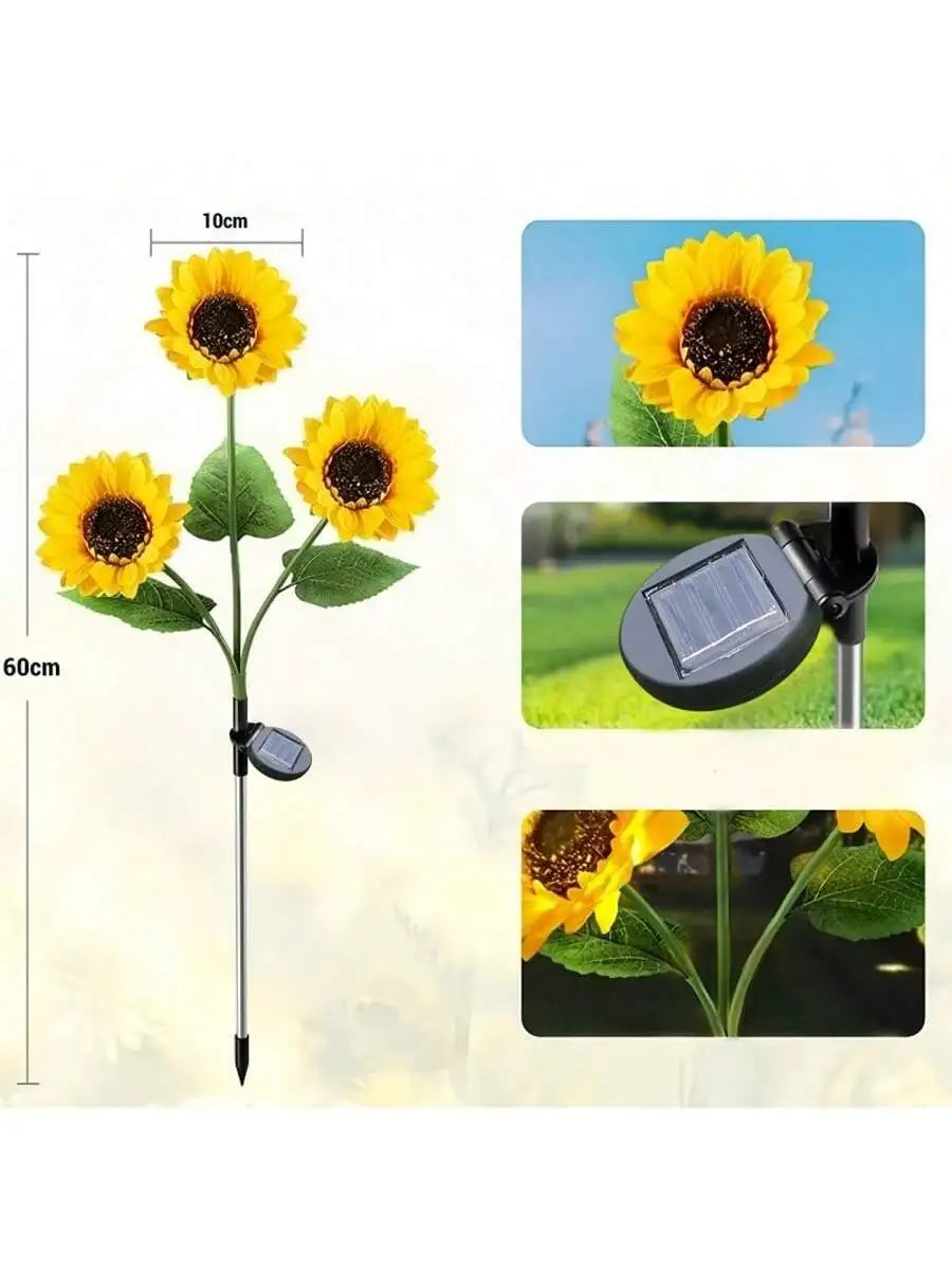 1PC Solar Powered Sunflower Light Outdoor Waterproof LED Ground Insert Lawn Lamp For Garden Lawn Courtyard Decoration