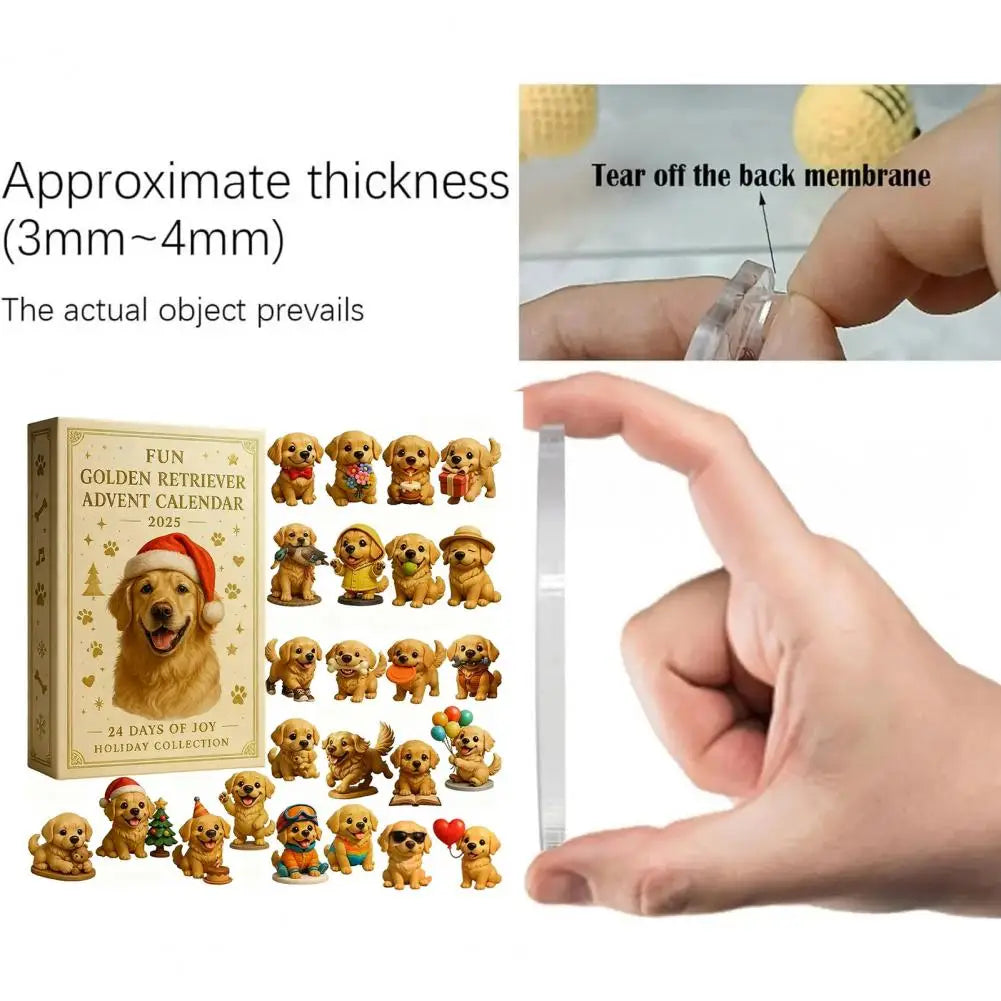 Christmas Dog Advent Calendar Acrylic Christmas Advent Calendar 2025 Retriever Dog Advent Calendar Ornaments Festive for 24-day