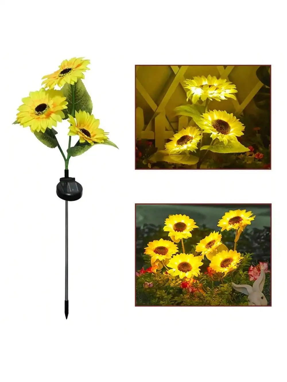 1PC Solar Powered Sunflower Light Outdoor Waterproof LED Ground Insert Lawn Lamp For Garden Lawn Courtyard Decoration