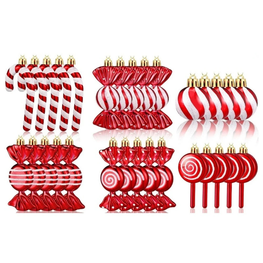 1 Set of 30Pcs 6-10cm Candy Lollipop Christmas Tree Ornaments, Christmas New Year Wedding School Family Party Gift Decoration