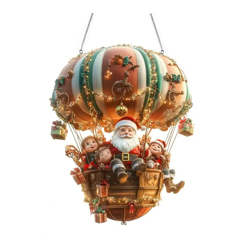 Long-lasting Christmas Decor Festive Christmas Hot Air Balloon Ornaments for Trees Windows Santa 2d Acrylic Xmas Tree for Doors