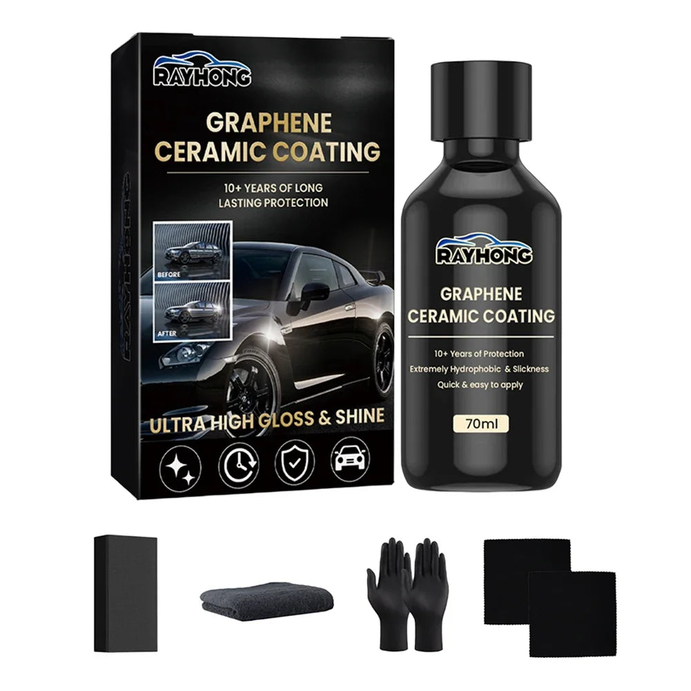 70ml Car Graphene Ceramic Coating Hardness Car Detailing Coating Polishing Liquid Hydrophobic Glass Plated Crystal Car Accessory