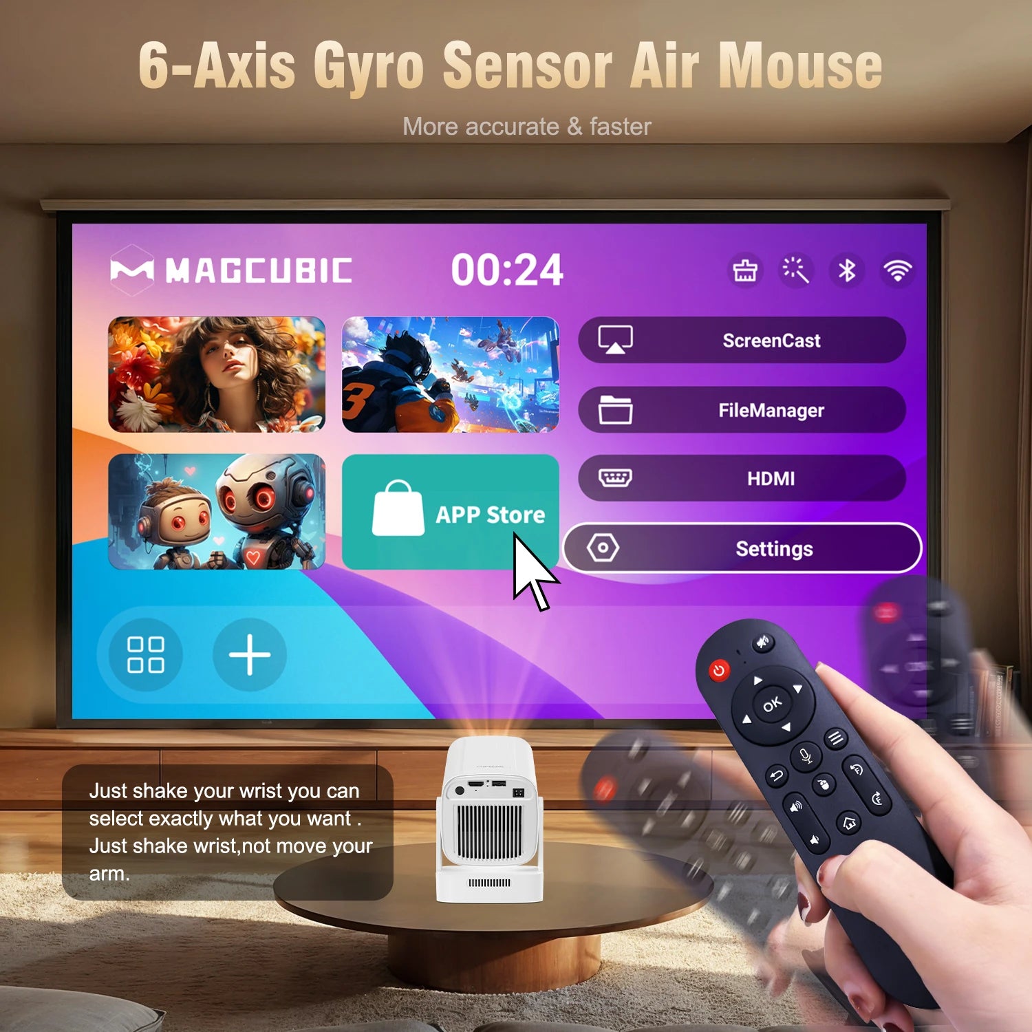 Magcubic HY310 Mini Projector Auto Focus 4K Native 1080P 330ANSI Android11 5W Speaker Air Mouse Voice Assistant Upgrated HY300