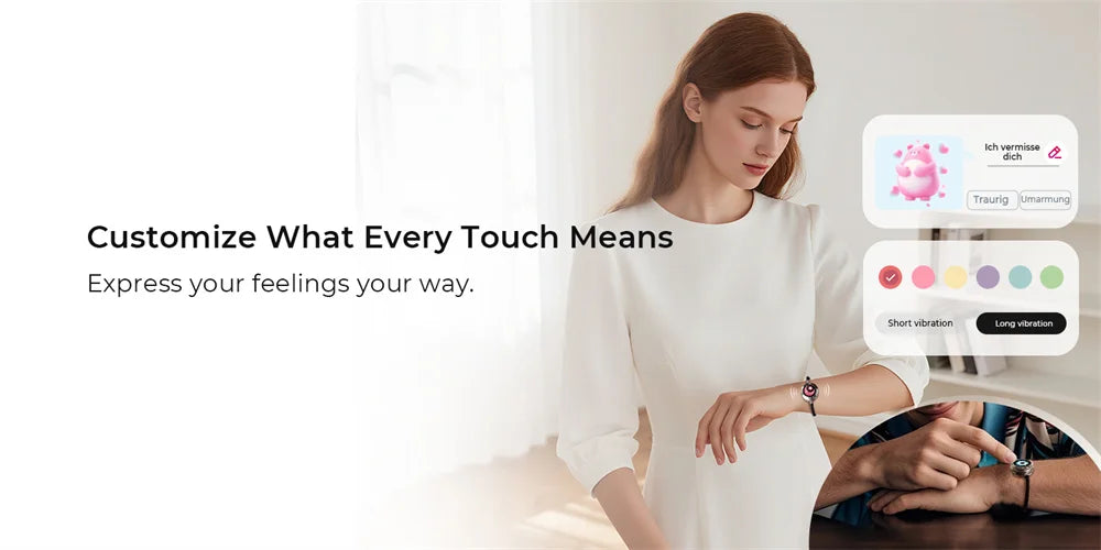 Long Distance touch Light up&Vibrate Bracelets for Couples, Long Distance Relationship Gifts Smart Sun&Moon Love Bracelet