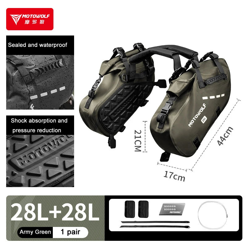 Motowolf Motorcycle Bag 100%Waterproof 18L/28L/48L Large Capacity 2 Pcs Universal Fit Motorcycle Pannier Bag Saddle Side Bags